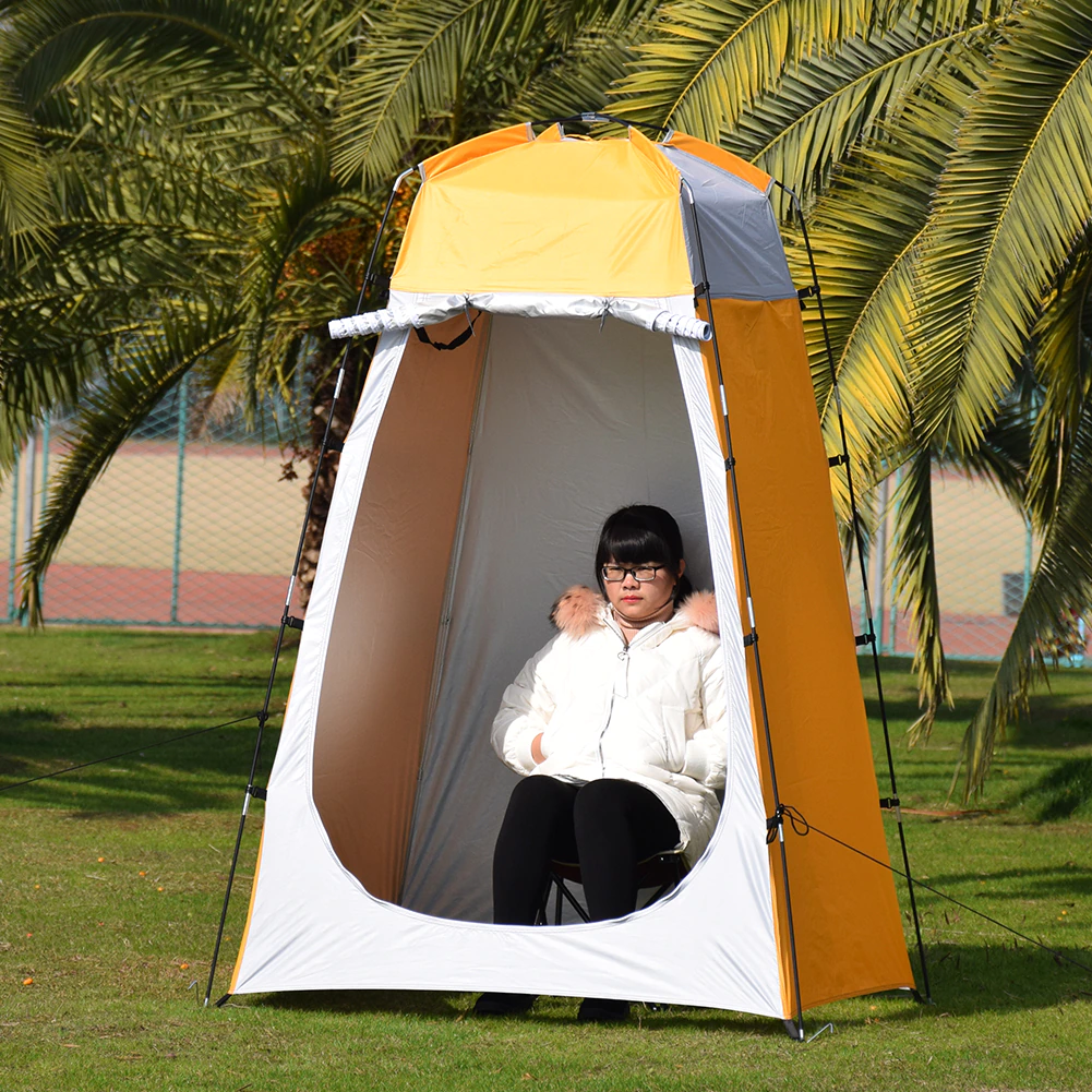Cheap Goat Tents Dual Layer Waterproof Anti UV Tourist Tents Beach Changing Fitting Room Windbreak Outdoor Camping Shower Bathing Tent Tents 